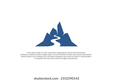 projeto do logotipo da montanha com modelo de silhueta do rio