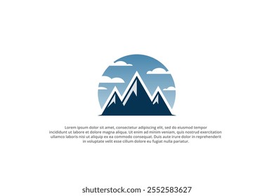 mountain hill logo design scenery hand drawn