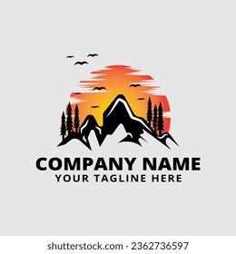 mountain hill logo vector iluustration