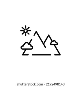 Mountain, Hill, Mount, Peak Dotted Line Icon Vector Illustration Logo Template. Suitable For Many Purposes.