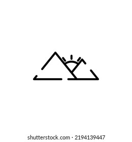 Plantilla de logotipo de Ilustración de Icono de línea punteada de montaña, colina, monte, pico. Idóneo Para Muchos Fines.