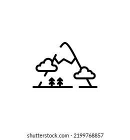 Mountain, Hill, Mount, Peak Dotted Line Icon Vector Illustration Logo Template. Suitable For Many Purposes