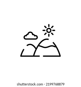 Mountain, Hill, Mount, Peak Dotted Line Icon Vector Illustration Logo Template. Suitable For Many Purposes