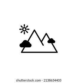 Mountain, Hill, Mount, Peak Solid Line Icon Vector Illustration Logo Template. Suitable For Many Purposes.