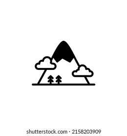 Mountain, Hill, Mount, Peak Solid Line Icon Vector Illustration Logo Template. Suitable For Many Purposes.