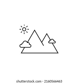 Montaña, Colina, Monte, Pico de la plantilla de logotipo de vectores de línea delgada. Idóneo Para Muchos Fines.