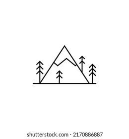 Mountain, Hill, Mount, Peak Thin Line Icon Vector Illustration Logo Template. Suitable For Many Purposes.