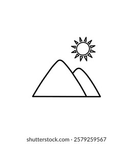 Mountain, Hill, Mount, Peak Thin Line Icon Vector Illustration Logo Template. Suitable For Many Purposes.