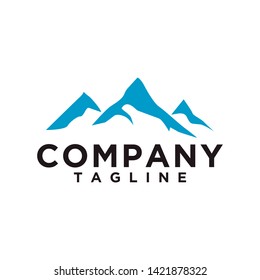 Mountain or hill or Peak logo design vector. Camp or adventure icon, Landscape symbol and can be used for travel and tourist brands. Minimalist style blue color. EPS 10