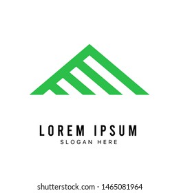 Mountain or hill or Peak logo design vector. Camp or adventure icon, Landscape symbol and can be used for travel and tourist brands. Minimalist style green color. EPS 10.