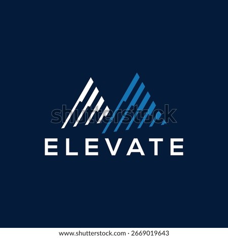 mountain hill peak rocky logo design, elevate text graphic vector 