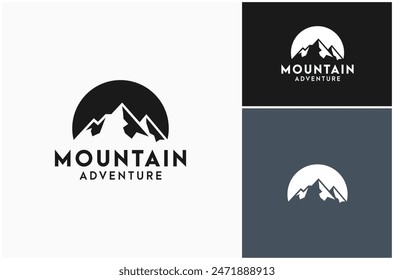 Mountain Hill Peak Summit Adventure Landscape Ridge Silhouette Vector Logo Design Illustration