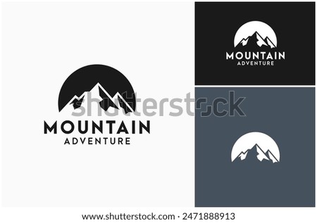Mountain Hill Peak Summit Adventure Landscape Ridge Silhouette Vector Logo Design Illustration