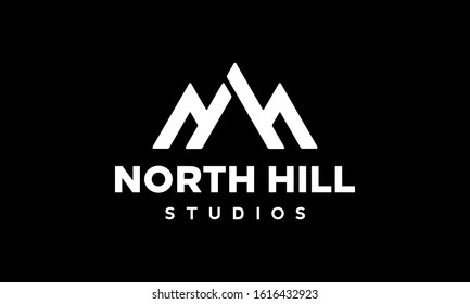 Mountain Hill Peak Summit with Initial Letter NH HN Logo Design Inspiration