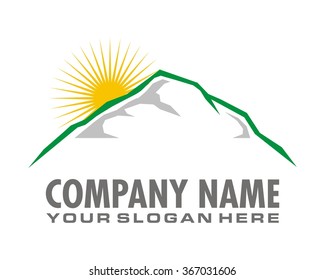 mountain hill peak top sunlight sunrise image logo