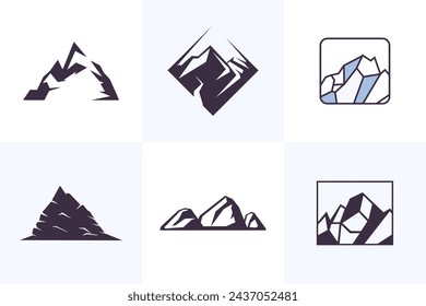 Mountain, hill, rock silhouette icon logo