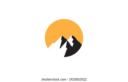 mountain or hill with shadow sunset flat logo design vector icon symbol illustration
