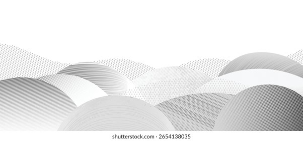 Mountain hill and texture background vector. Abstract Mountain landscape with line art, pencil line, grunge, dot halftone pattern. Wallpaper design for print, wall art, cover and interior.
