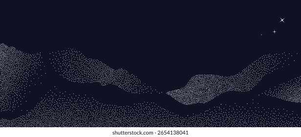 Mountain hill and texture background vector. Abstract Mountain landscape with grunge, dot halftone pattern, spot. Wallpaper design for print, wall art, cover and interior.