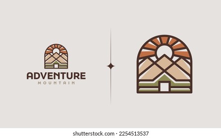 Mountain Hill Top Monoline Logo Template. Universal creative premium symbol. Vector illustration. Creative Minimal design template. Symbol for Corporate Business Identity