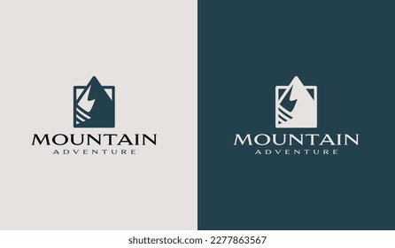 Mountain Hill Top Sun Rays monoline. Universal creative premium symbol. Vector sign icon logo template. Vector illustration