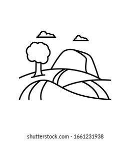 Mountain, hill, tree icon. Simple line, outline vector elements of landscape icons for ui and ux, website or mobile application