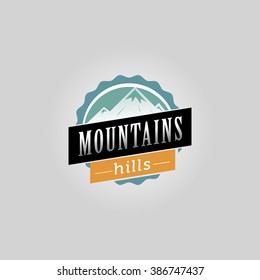 Mountain hills emblem logotype sticker