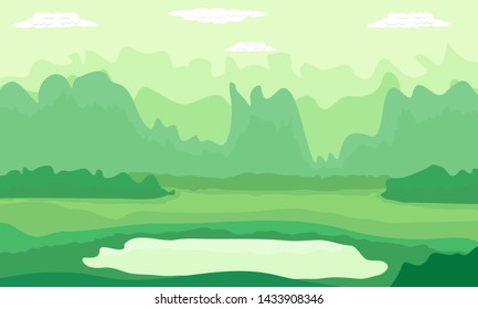 Mountain hills green nature in summer design on vector illustration background