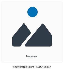Mountain and hills icon concept
