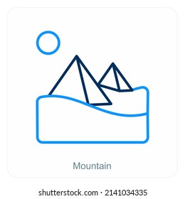 Mountain And Hills Icon Concept