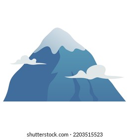 Mountain Hills Snow Top Clouds Summit Flat Design Vector Art Template