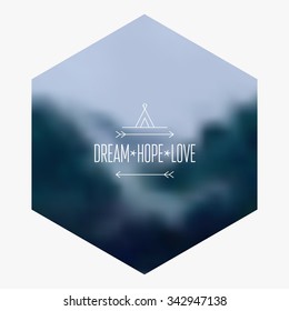 Mountain hipster background. Vector blurred landscape.