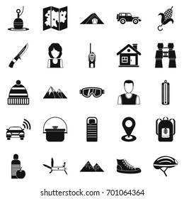 Mountain holiday icons set. Simple set of 25 mountain holiday vector icons for web isolated on white background