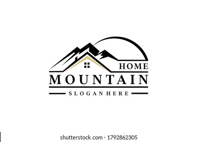 Mountain Home Design Logo Vintage Concept Vector Template