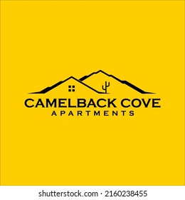 Mountain with Home, like Camelback Cove Mountain Shape logo design