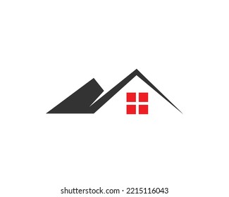 Diseño de logotipo de casa de montaña Concepto Ilustración vintage de vectores modernos.