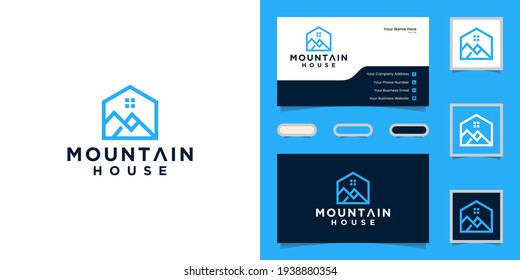 Mountain Home Logo Design Simple Modern design template and business card