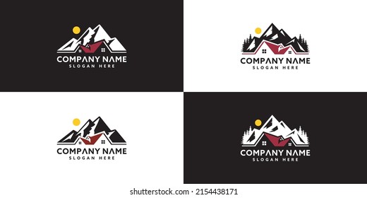 mountain and home logo vector design