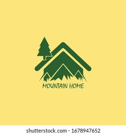 Mountain Home Tree Minimal Logo Vector Design