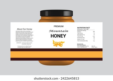 mountain Honey label design jar packaging design black and gold honey label creative label organic honey pure mountain honey label design template