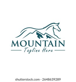 mountain horse training outline logo design