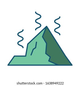 mountain hot warming global icon vector illustration design
