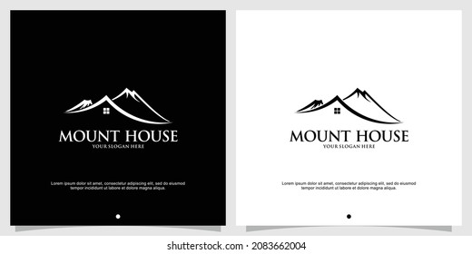 Mountain house logo abstract with creative concept Premium Vector