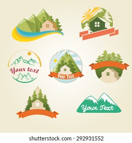 Mountain house logo collection, vector illustration