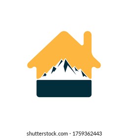 Mountain House Logo Design. Logo abstract roof with mountain shape design.