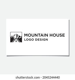 MOUNTAIN AND HOUSE LOGO DESIGN VECTOR