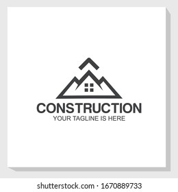 mountain house logo template design vector, construction logo vector