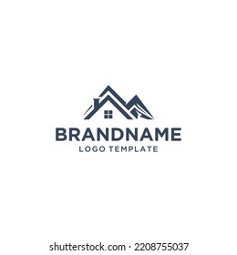 Mountain And House Logo Vector SImple modern Abstract
