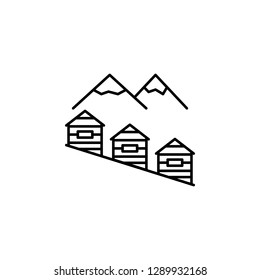 mountain, house outline icon. Element of winter sport illustration. Signs and symbols icon can be used for web, logo, mobile app, UI, UX