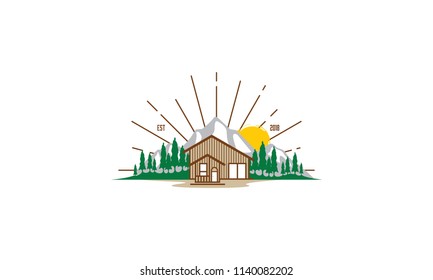 mountain house river logo icon vector
